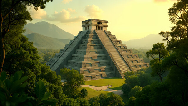 The Enigmatic Beauty of an Aztec Pyramid Shining in Nature with El Dorado Vibes