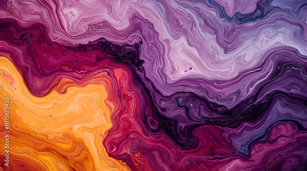 Poster Swirling Cells in Vibrant Psychedelic Abstract Flow of Colors and Patterns