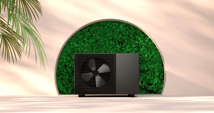 heat pump energy as a heater and alternative green energy - 3D Illustration