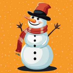 Vector of a Winter cute Snowman Character