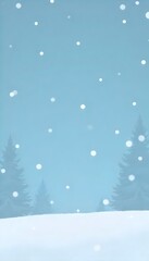 Fototapeta premium Serene Winter Wonderland: Soft Snowfall Over Minimalist Blue Landscape Scene