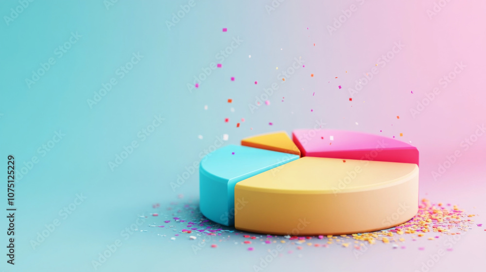 Poster detailed 3d pie chart with colorful segments for corporate data visualization