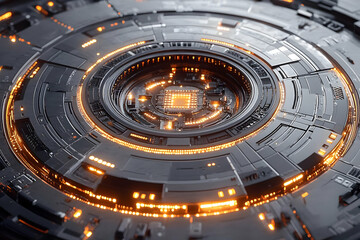 Obraz premium 3D Render of Futuristic Technology, CPU, Circuitry, and Data Flow