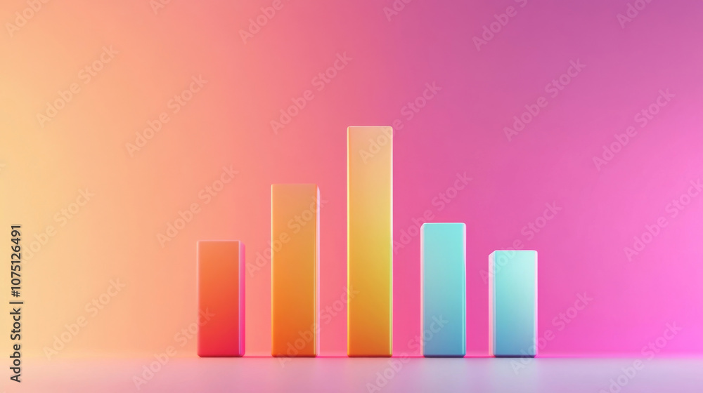Poster vibrant 3d business data analysis bar chart with gradient colors