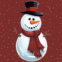 Vector of a Winter cute Snowman Character