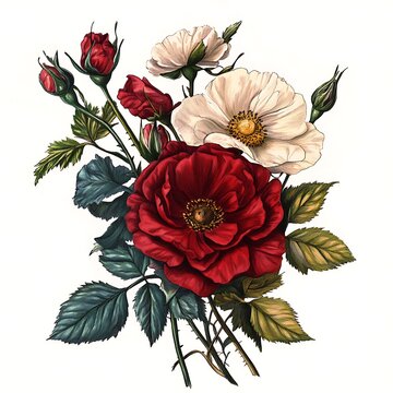 red and white roses bouquet on white clip art preview
