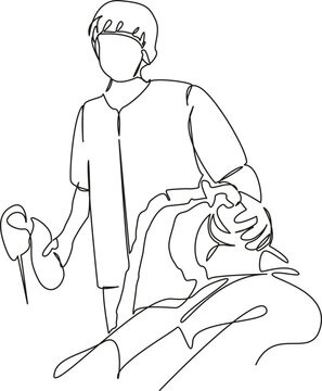 recommend clip art: One continuous single drawing line art flat doodle surgery, operating room, horizontal, hospital, people, anesthetic, healthcare and medicine, anesthesiologist, doctor. Isolated image hand draw contou