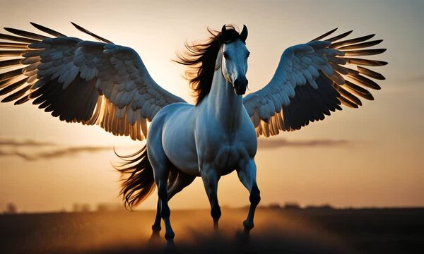 Pegasus with wings in the sky.