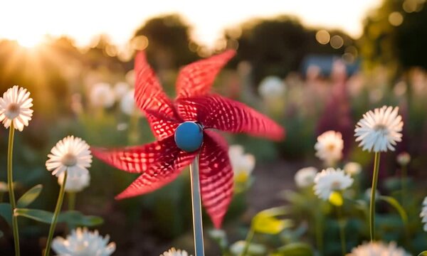 Garden windmill in a garden.