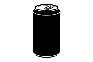 Sleek black aluminum can silhouette, tall slim beverage container, minimalist design.