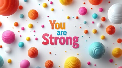 Colorful abstract design with motivational message about strength set against a bright background