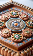 Macro Close Up Seollal Traditional Lunar Calendar Korean Culture Intricate Designs Vibrant Colors Time-Honored Traditions Cultural Heritage Ample Copy Space Stock Photo Concept