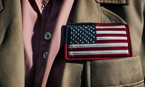 USA flag patch on a jacket.