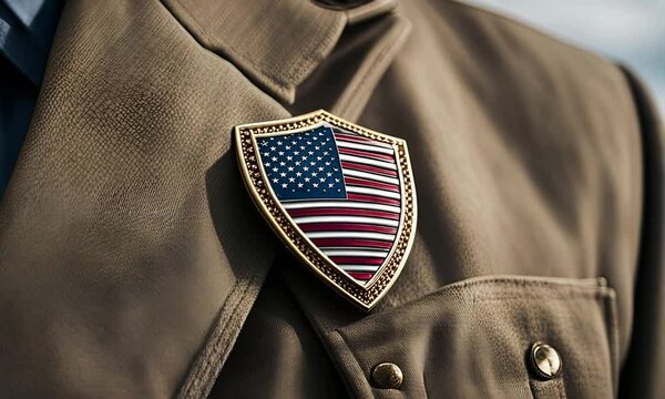 USA flag patch on a jacket.