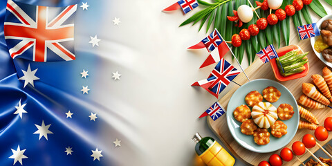 Fototapeta premium Soft Abstract Australia Day BBQ Background Digital Art, Celebrating Community Gatherings with Festive Colors, Australian BBQ Elements, Ample Copy Space for Celebrations, Photo Stock Concept