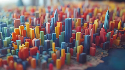 Obraz premium 3D Cityscape Illustration Colorful Buildings Urban Scene