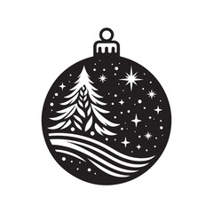 Stylish Christmas Ball Silhouette | Monochrome Holiday Ornament Graphic