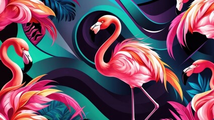 Vibrant Abstract Flamingo Art for Modern Spaces