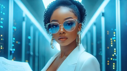 Female IT Professional in Server Room