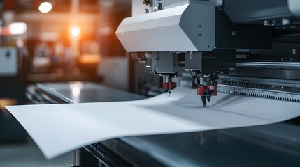 Dynamic Printing Machine in Action - Precision Ink Application and Smooth Paper Flow in an Industrial Environment