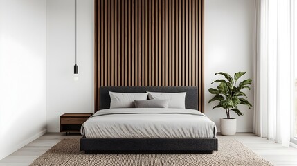 Soft and Serene Minimalist Bedroom with Warm Accents for a Calming Ambiance
