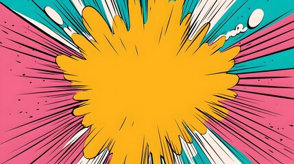 Fototapeta premium Vibrant Pop Art Comic Panel with Bold Geometric Patterns and Copy Space