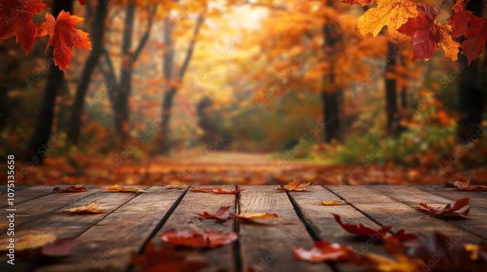 Poster an empty rustic wooden table top, emphasizing its unique texture and natural beauty, with a softly b