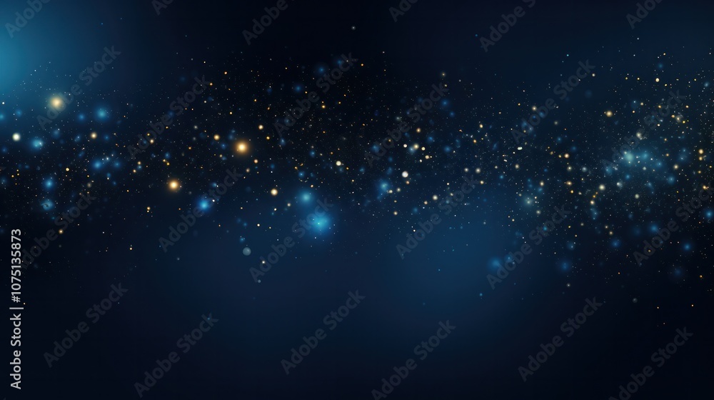 Aufkleber an enchanting dark blue background enriched with glowing particles that emit a gentle luminescence. 