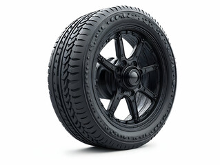 Obraz premium 3D Black Tire Wheel Illustration - Automotive, Car Part