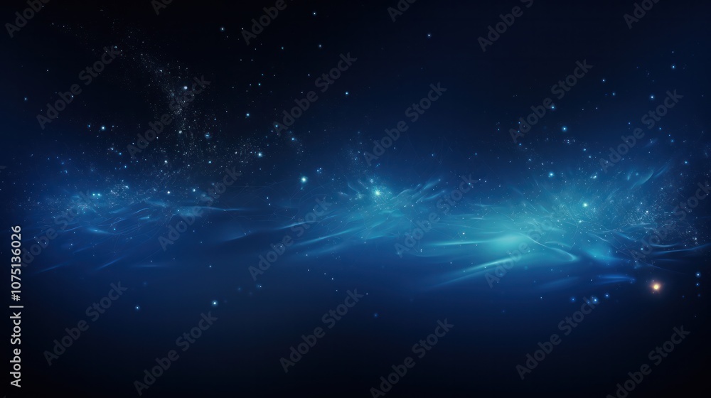 Aufkleber an enchanting dark blue background enriched with glowing particles that emit a gentle luminescence. 