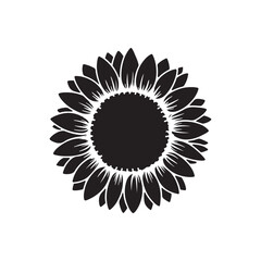 A sunflower silhouette black vector artwork illustration