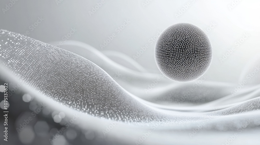Aufkleber a mesmerizing floating sphere amidst rippling waves of light and texture creates an ethereal atmosph