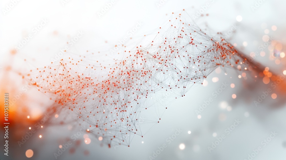 Poster a captivating display of luminous particles interwoven in an abstract pattern, creating a sense of m