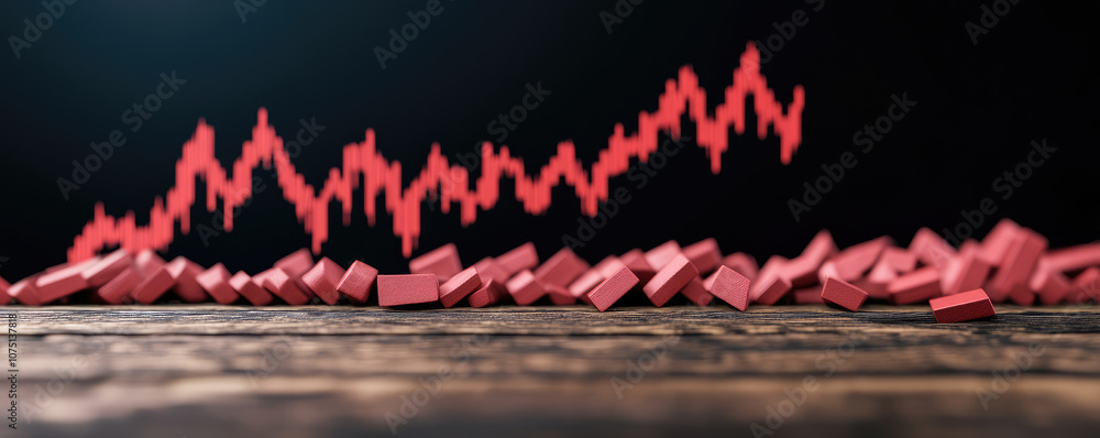 Poster stock market decline, a line graph illustrating a sharp decrease in stock values over a specified pe