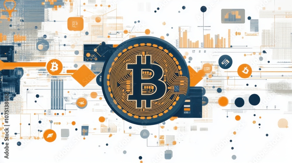 Aufkleber exploring the vibrant world of cryptocurrency through a captivating visualization of bitcoin and dig