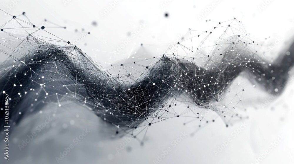Poster a dynamic network of points and lines illustrating connections and interactions in a digital landsca