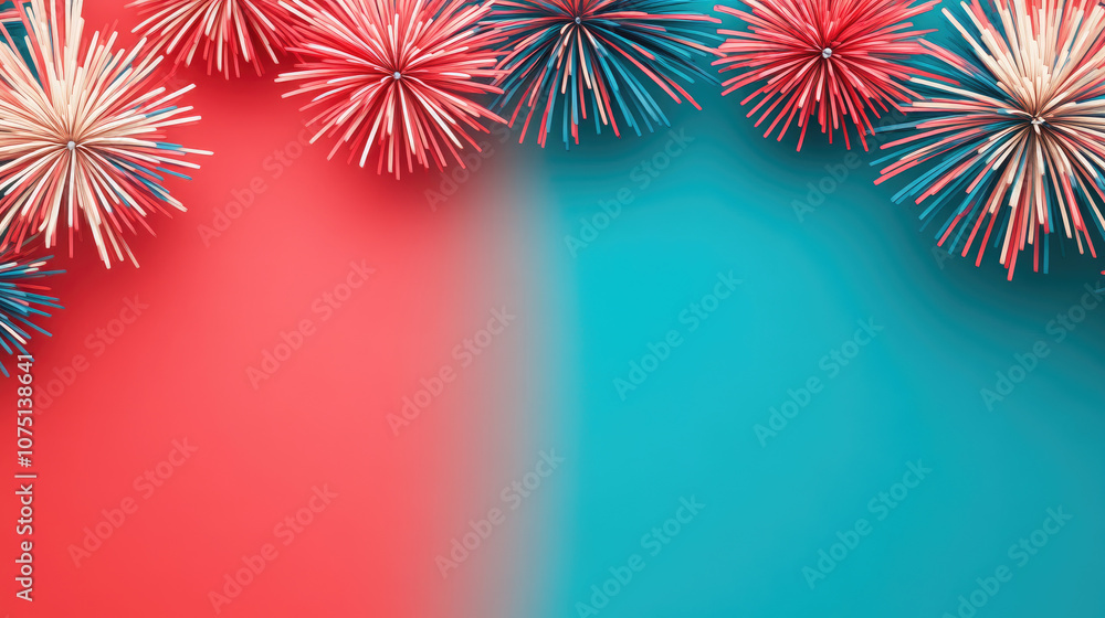 Poster vibrant abstract fireworks display, a dynamic explosion of colors against a dark backdrop, featuring