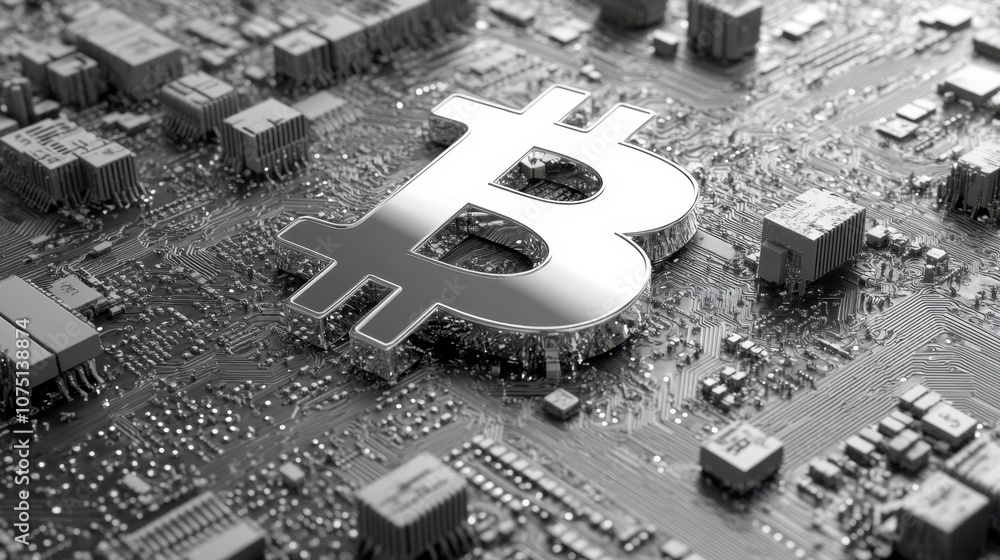 Aufkleber exploring the digital realm of cryptocurrency with a focus on bitcoin and its intricate connection t
