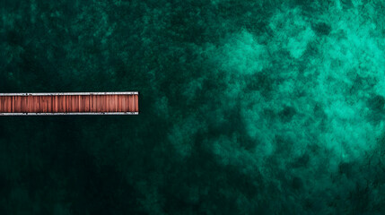 Obraz premium Wooden Jetty Over Emerald Water, dock, pier, bridge, green, turquoise