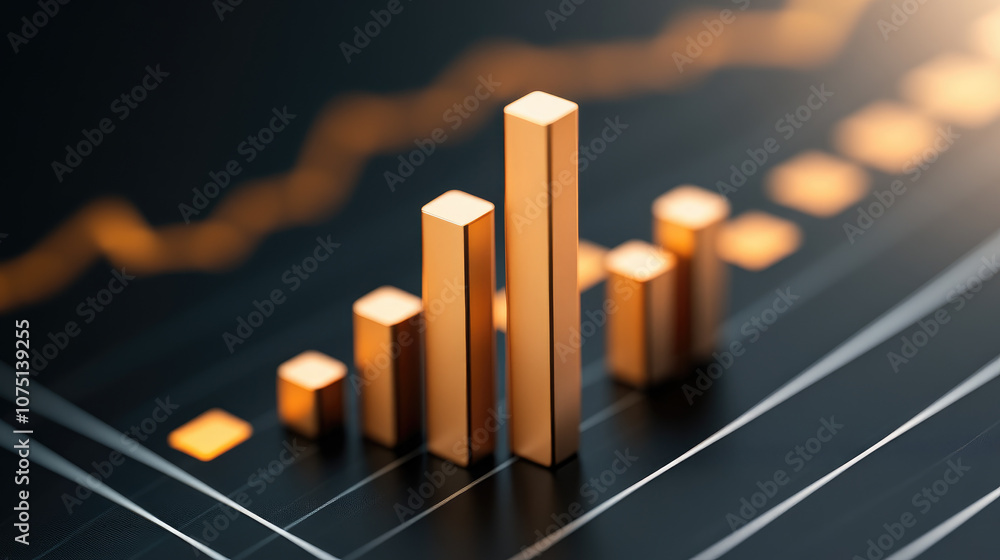 Poster annual financial analysis with glowing data points on dynamic line charts, showcasing trends and ins
