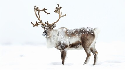 A single Christmas card with a reindeer illustration, isolated on white