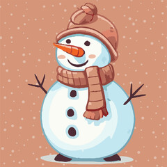 Vector of a Winter cute Snowman Character