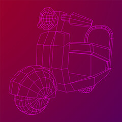 Delivery scooter for lifestyle design courier. Business express delivery concept. Wireframe low poly mesh vector illustration