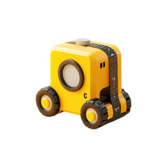 Obraz premium Wooden Toy Robot Construction Vehicle: Hauler Loader Digger Crane Forklift
