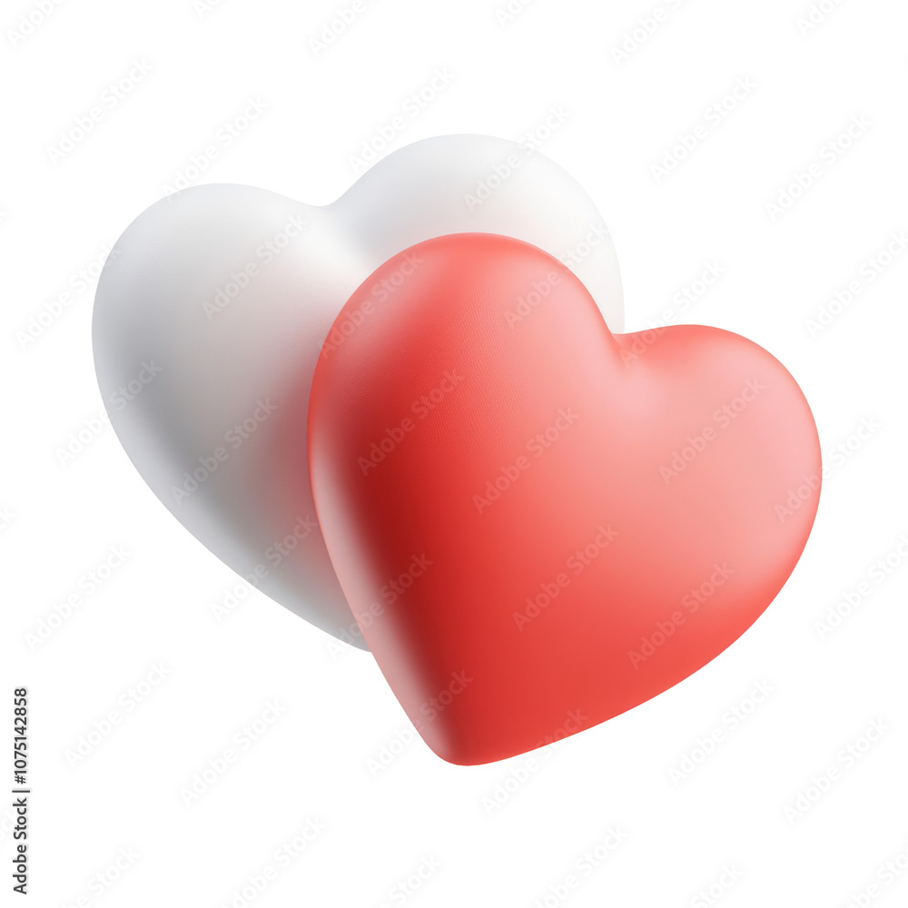 Canvas Prints red and white heart 3d render icon isolated on transparent background cutout