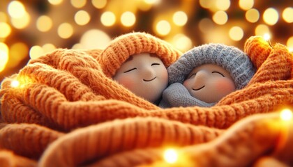 Cozy Christmas Evening with Family Under a Warm Blanket, Festive Holiday Cheer and Laughter, Embrace the Joy of the Season