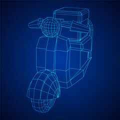 Delivery scooter for lifestyle design courier. Business express delivery concept. Wireframe low poly mesh vector illustration