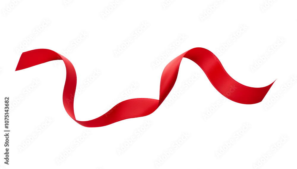 Fototapete red ribbon bow floating isolated on transparent background cutout