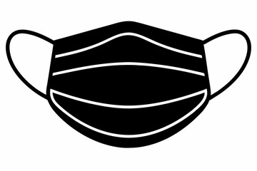 Surgical face mask vector silhouette, Face mask icon symbol

