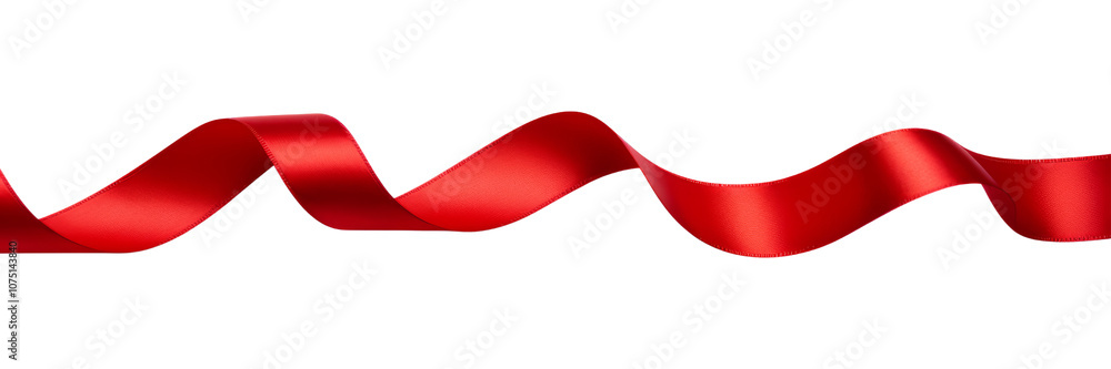 Wall mural red ribbon bow border isolated on transparent background cutout